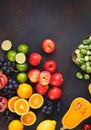 Freshly harvested organic fruits and vegetables from the farmers market Royalty Free Stock Photo