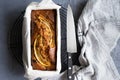 Freshly made banana bread with dark chocolate chips Royalty Free Stock Photo