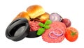 Freshly Made Beefburgers With Press And Ingredients Royalty Free Stock Photo