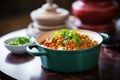 freshly made chana masala in copper serving ware