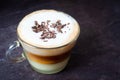 Freshly made Cuban Coffee with layers of condensed milk, fresh espresso coffee and foamed milk Royalty Free Stock Photo