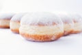 Freshly made doughnuts filled with jam and covered in powdered sugar Royalty Free Stock Photo