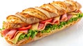 Delicious Fresh Ham and Cheese Sandwich on a Crusty Baguette. Ideal for Lunch Menu Promotion. Tasty Grab-and-Go Meal Royalty Free Stock Photo