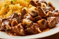 Freshly made Hungarian goulash with pasta Royalty Free Stock Photo