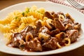 Freshly made Hungarian goulash with pasta