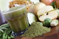 Freshly Made Juice With Organic Greens And Spirulina Royalty Free Stock Photo