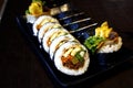 Freshly made Korean food called Gimbap on a plate Royalty Free Stock Photo