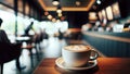 freshly made latte on the table in the coffee shop