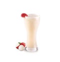 Freshly made Lychee Juice with lychee on white background