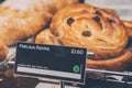 Freshly made Pain aux Raisins on sale at Pret A Manger, London, UK. Royalty Free Stock Photo