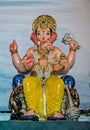 Freshly made, painted, hand crafted clay idol of Hindu god Lord Ganesha.