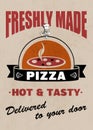 Freshly Made Pizza - Vintage Pizzeria Poster Art Illustration