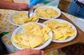 Freshly made ravioli pasta