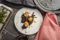 Scallops Saint Jacques on a marble table