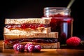 Freshly-Made Sunflower Seed Butter and Jelly Sandwich