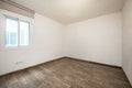 Freshly painted empty room with sliding aluminum windows and dark