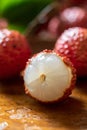 The Freshly peeled lychee pulp