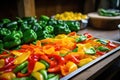 freshly picked bell peppers being raw materials for stuffing