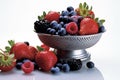 Freshly picked berries, including strawberries, blueberries, raspberries, and blackberries, presented in a visually appealing Royalty Free Stock Photo