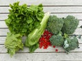 Fresh Biological Vegetables on wood, Still Life Royalty Free Stock Photo