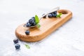 Freshly picked blueberries in vintage spoon Royalty Free Stock Photo