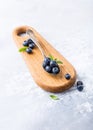 Freshly picked blueberries in vintage spoon Royalty Free Stock Photo