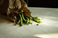 Freshly picked broad beans on a table Pesaro, Italy Royalty Free Stock Photo