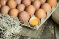 Freshly picked chicken eggs on a rustic background Royalty Free Stock Photo