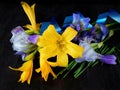 Freshly picked day-lilies and irises