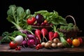 freshly picked garden vegetables for a salad Royalty Free Stock Photo