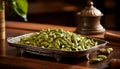 freshly picked green cardamom pods and their aromatic leaves