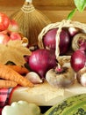 Freshly picked harvest of different autumn vegetables and fruit Royalty Free Stock Photo