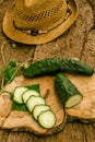 Freshly picked organic cucumbers