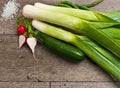 Close up of freshly picked vegetables