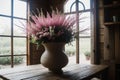 Freshly picked summer flowers in a rustic vase