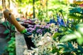 Freshly planted planter with gardening tools. Planter ideas. Gardening concept.