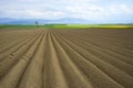 Freshly ploughed field in Switzerland Royalty Free Stock Photo