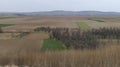 Freshly plowed field. Arable land with fertile soil for planting wheat. Rural landscape in Serbia, Balkans, namely Fruska Gora Royalty Free Stock Photo