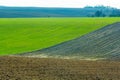 Freshly plowed field ready for planting and seeding in spring Royalty Free Stock Photo