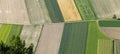 Freshly plowed and sowed farming land from above Royalty Free Stock Photo