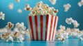 The popcorn in striped box.AI generated image Royalty Free Stock Photo