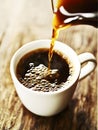 Freshly poured black coffee Royalty Free Stock Photo