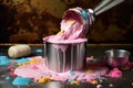 freshly poured ice cream mix in a metal container Royalty Free Stock Photo