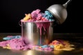 freshly poured ice cream mix in a metal container Royalty Free Stock Photo