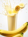 Freshly prepared Banana Shake in a glass