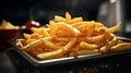 Freshly prepared French fries cuisine dish, close up. Generative AI