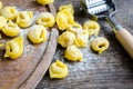 Freshly prepared Italian tortellini