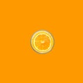 Freshly pressed citrus orange juice with fruit slice in glass on monochrome background background. Summer tropical fruits Royalty Free Stock Photo