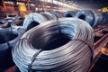 freshly produced steel wires coiled up