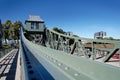 historic swing bridge at the entrance to the deutz harbor in cologne